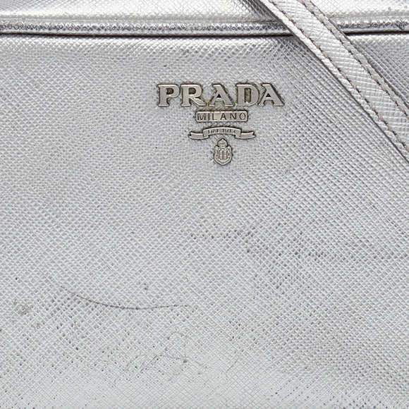 Prada Bags Prada Silver Leather Camera Crossbody Bag Poshmark